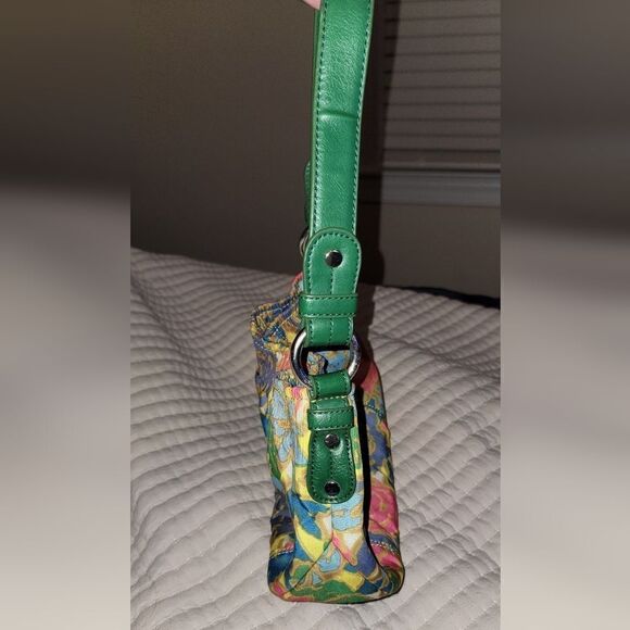 Nine West Boho Cloth Purse Leather Strap Handbag - Picture 13 of 13